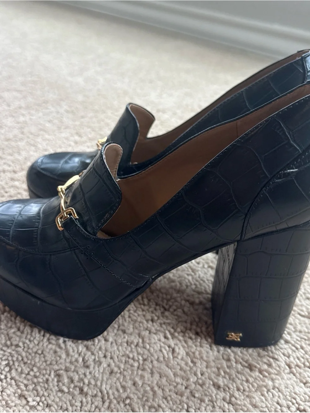 Sam Edelman Black Aretha Platform Loafer Pumps Boho Chic Women’s Size 8.5